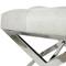19" Light Gray Leather Geometric Tufted Stool with Metal Base